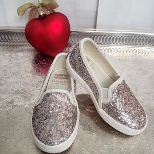 Kate Spade X Keds Glitter Slip-Ons, Size 6, Brand-New
